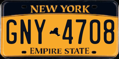 NY license plate GNY4708