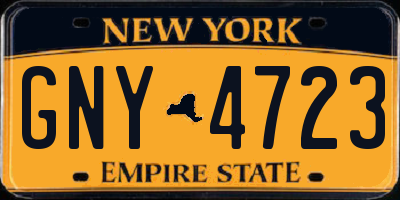 NY license plate GNY4723