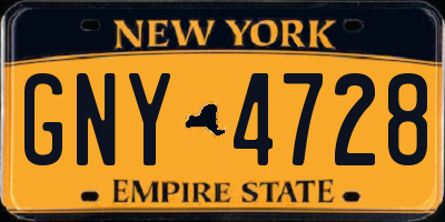 NY license plate GNY4728