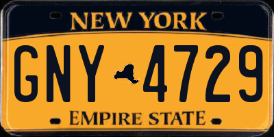 NY license plate GNY4729