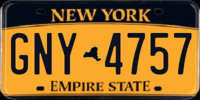 NY license plate GNY4757