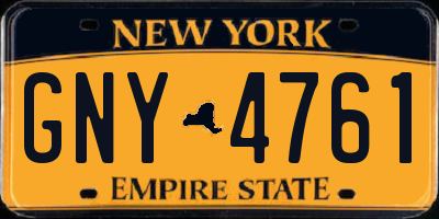NY license plate GNY4761