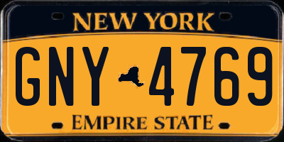 NY license plate GNY4769
