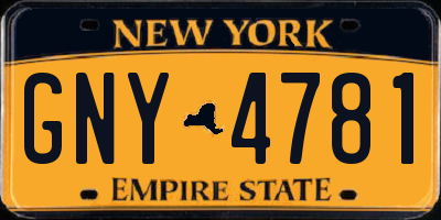 NY license plate GNY4781