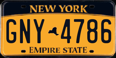 NY license plate GNY4786