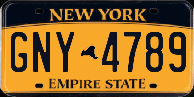 NY license plate GNY4789
