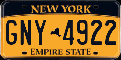 NY license plate GNY4922