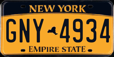 NY license plate GNY4934