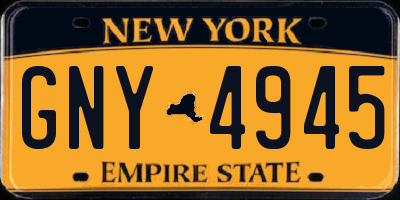 NY license plate GNY4945