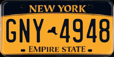 NY license plate GNY4948