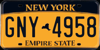 NY license plate GNY4958