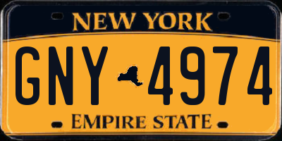 NY license plate GNY4974