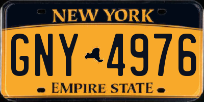 NY license plate GNY4976