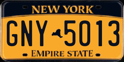 NY license plate GNY5013