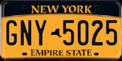 NY license plate GNY5025