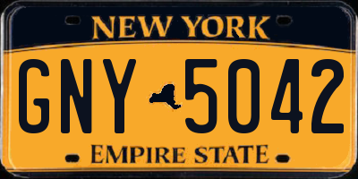 NY license plate GNY5042