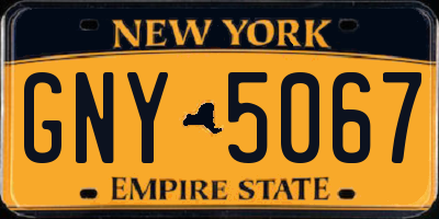 NY license plate GNY5067