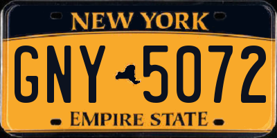 NY license plate GNY5072