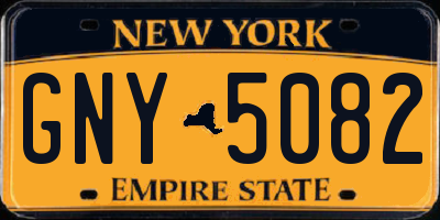 NY license plate GNY5082