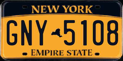 NY license plate GNY5108
