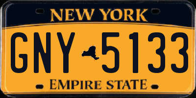 NY license plate GNY5133