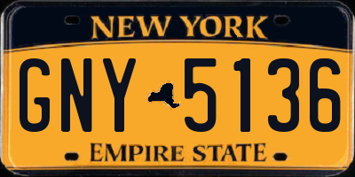 NY license plate GNY5136