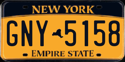 NY license plate GNY5158