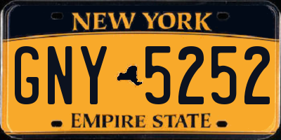 NY license plate GNY5252