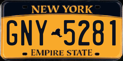 NY license plate GNY5281