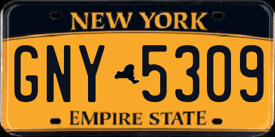 NY license plate GNY5309