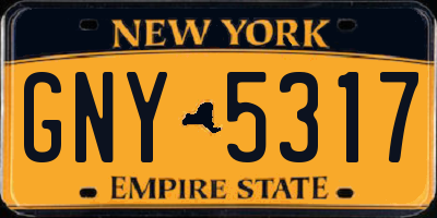 NY license plate GNY5317