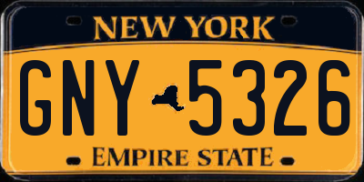 NY license plate GNY5326