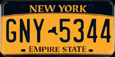 NY license plate GNY5344