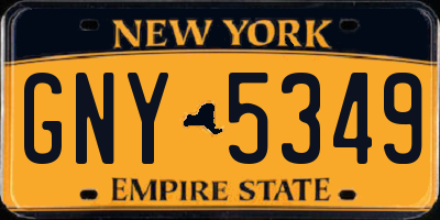 NY license plate GNY5349