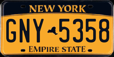 NY license plate GNY5358