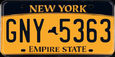 NY license plate GNY5363
