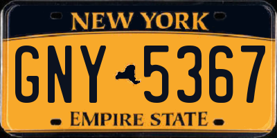 NY license plate GNY5367