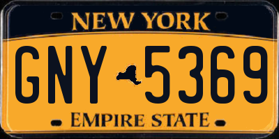 NY license plate GNY5369