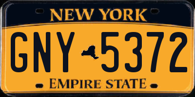NY license plate GNY5372