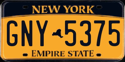NY license plate GNY5375