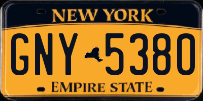 NY license plate GNY5380