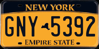 NY license plate GNY5392