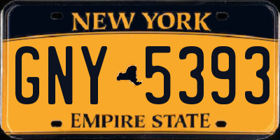 NY license plate GNY5393