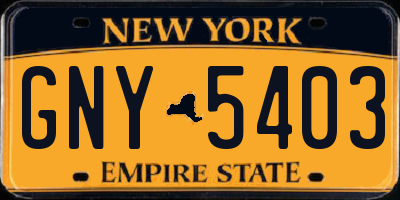 NY license plate GNY5403