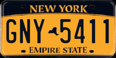 NY license plate GNY5411