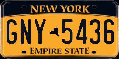NY license plate GNY5436