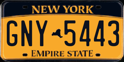 NY license plate GNY5443