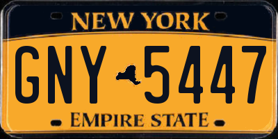 NY license plate GNY5447