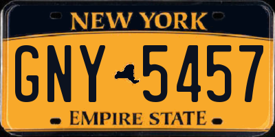 NY license plate GNY5457