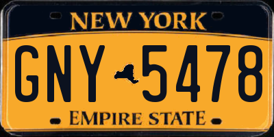 NY license plate GNY5478